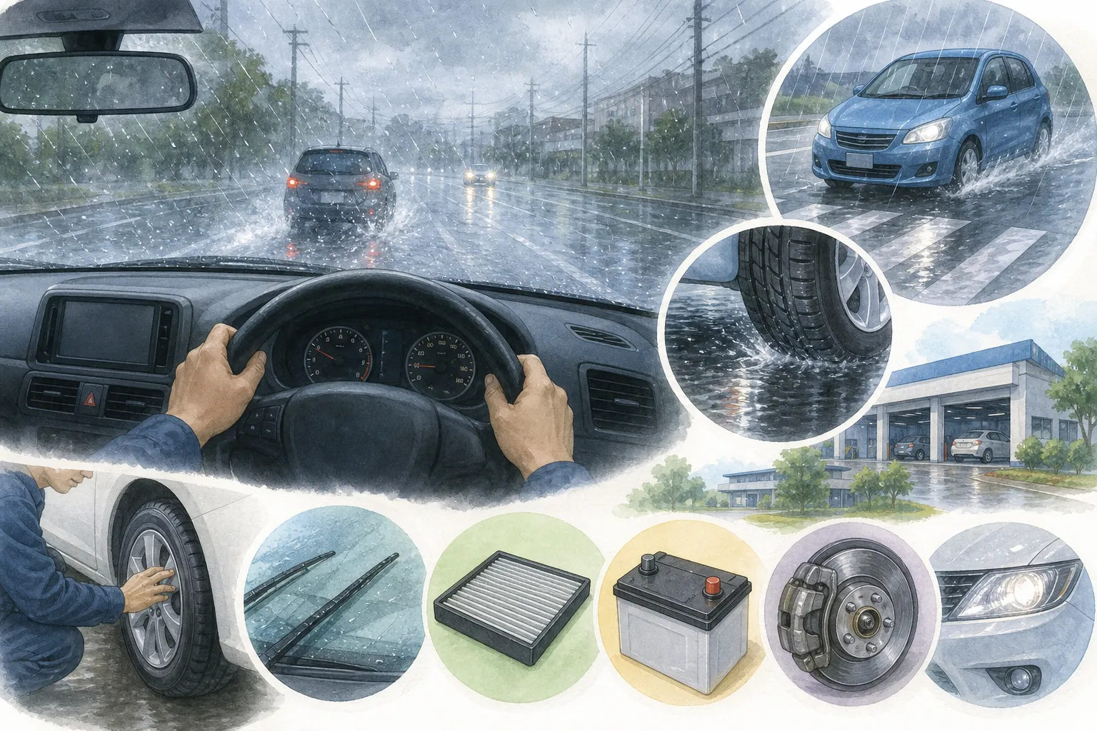 【梅雨・夕立に備える】雨の日の運転で気をつけたいこと